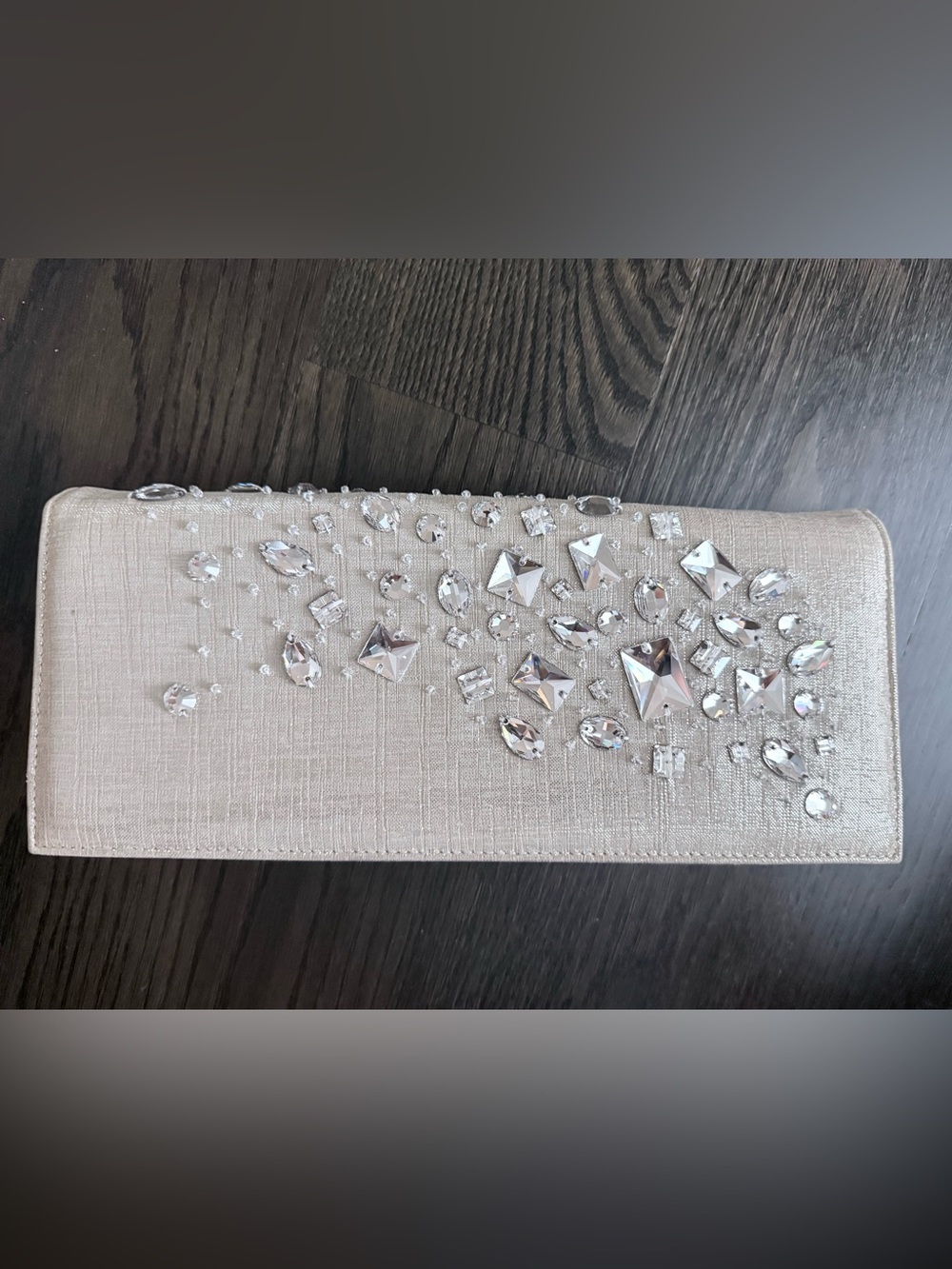 $2400 Mary Norton gold glitter leather Swarovski crystals embellished clutch bag